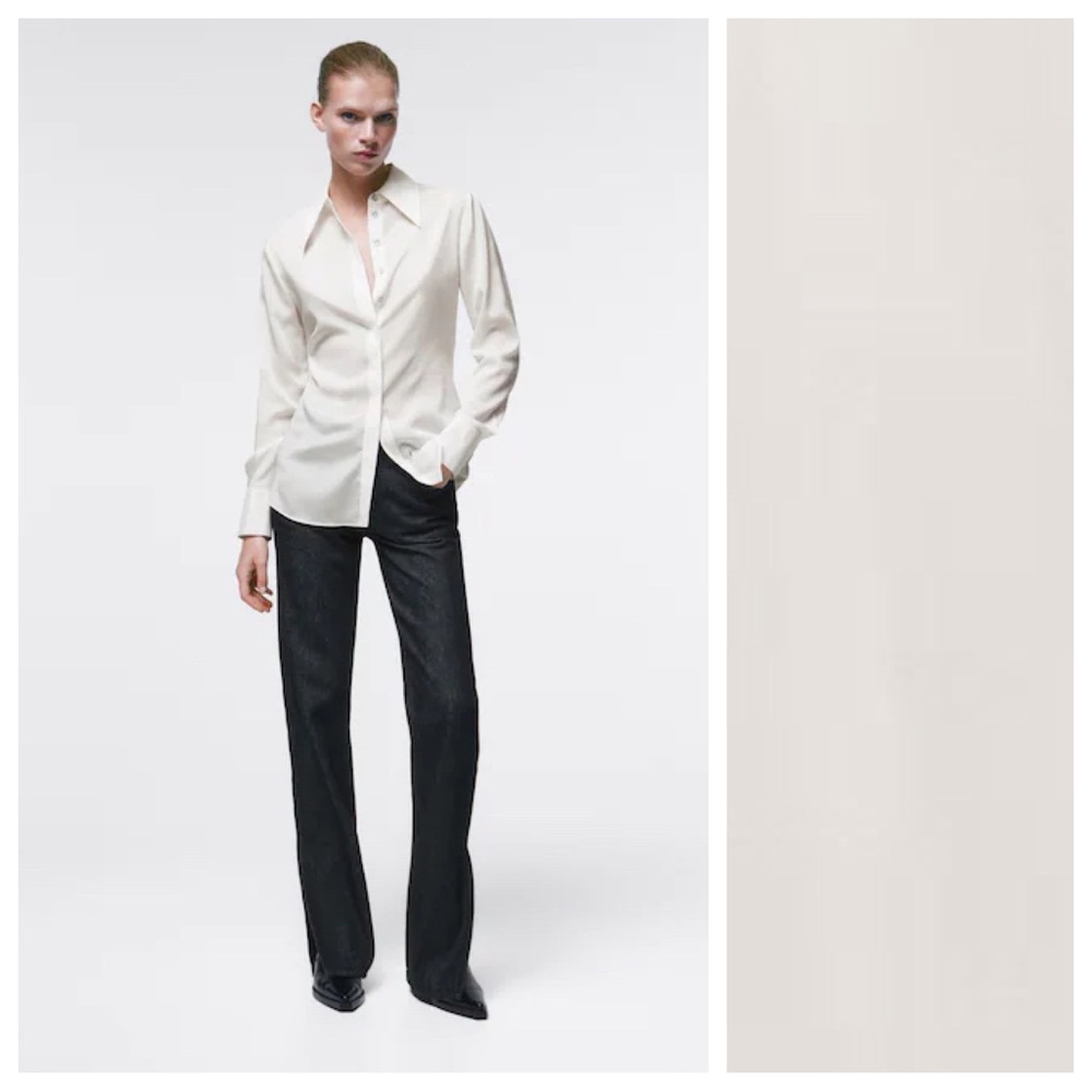 NWT. Massimo Dutti Mulberry Silk White Shirt. Size 8.